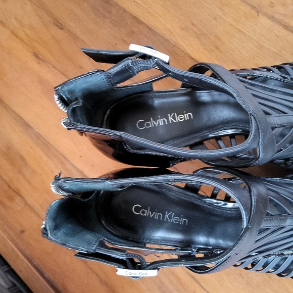 Calvin Klein black stap heels size 7 1/2 - Picture 2 of 12